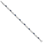 Sterling Silver Rhodium-plated Sapphire and Diamond Bracelet
