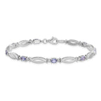 Sterling Silver Rhodium-plated Tanzanite and Diamond Bracelet