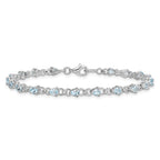 Sterling Silver Rhodium-plated Aquamarine and Diamond Bracelet