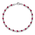 Sterling Silver Rhodium-plated Composite Ruby and Diamond Bracelet