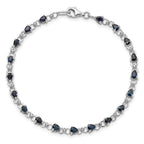 Sterling Silver Rhodium-plated Sapphire and Diamond Bracelet
