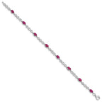 Sterling Silver Rhodium-plated Composite Ruby and Diamond Bracelet