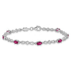 Sterling Silver Rhodium-plated Composite Ruby and Diamond Bracelet