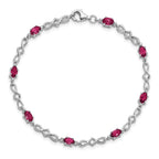 Sterling Silver Rhodium-plated Composite Ruby and Diamond Bracelet
