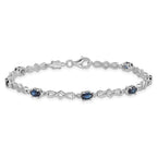 Sterling Silver Rhodium-plated Sapphire and Diamond Bracelet