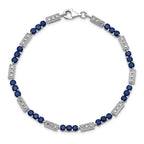 Sterling Silver Rhodium-plated Sapphire and Diamond Bracelet