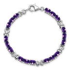 Sterling Silver Rhodium-plated Amethyst Bracelet