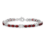 Sterling Silver Rhodium-plated Garnet Bracelet