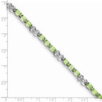 Sterling Silver Rhodium-plated Peridot Bracelet