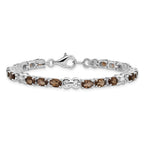 Sterling Silver Rhodium-plated Smoky Quartz Bracelet