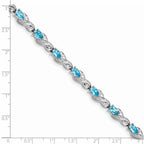 Sterling Silver Rhodium-plated Blue Topaz Bracelet
