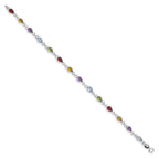 Sterling Silver Rhodium Plated Rainbow Gemstone Bracelet