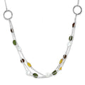 Sterling Silver Antiqued Brown/Green/Yellow CZ 18In. Necklace