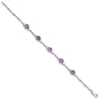 Sterling Silver Rhodium-plated Amethyst & Diamond Tennis Bracelet
