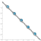 Sterling Silver Rhodium-plated Lt. Swiss Blue Topaz & Diamond Bracelet