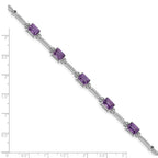 Sterling Silver Rhodium-plated Amethyst & Diamond Tennis Bracelet