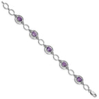 Sterling Silver Rhodium-plated Amethyst Open Link Bracelet