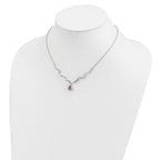 Sterling Silver Rhodium-plated w/Amethyst & White Topaz w/2in. ext. Necklac
