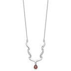 Sterling Silver Rhodium-plated w/Garnet & White Topaz w/2in. ext. Necklace