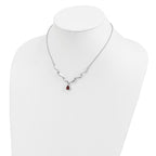 Sterling Silver Rhodium-plated w/Garnet & White Topaz w/2in. ext. Necklace