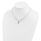 Sterling Silver RH Plated Peridot and White Topaz with 2in. Ext Necklace