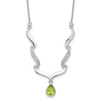 Sterling Silver RH Plated Peridot and White Topaz with 2in. Ext Necklace
