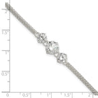 Sterling Silver CZ 7.5in 3-stone Bracelet