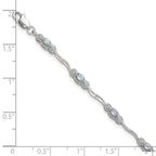 Stering Silver Rhodium-plated Polished Tanzanite 7.5 inch Bracelet