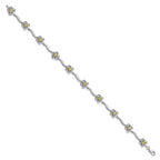 Sterling Silver Rhodium-plated Floral Peridot Bracelet