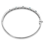 Sterling Silver Rhodium-plated Light Swiss/London Blue Topaz Hinged Bangle