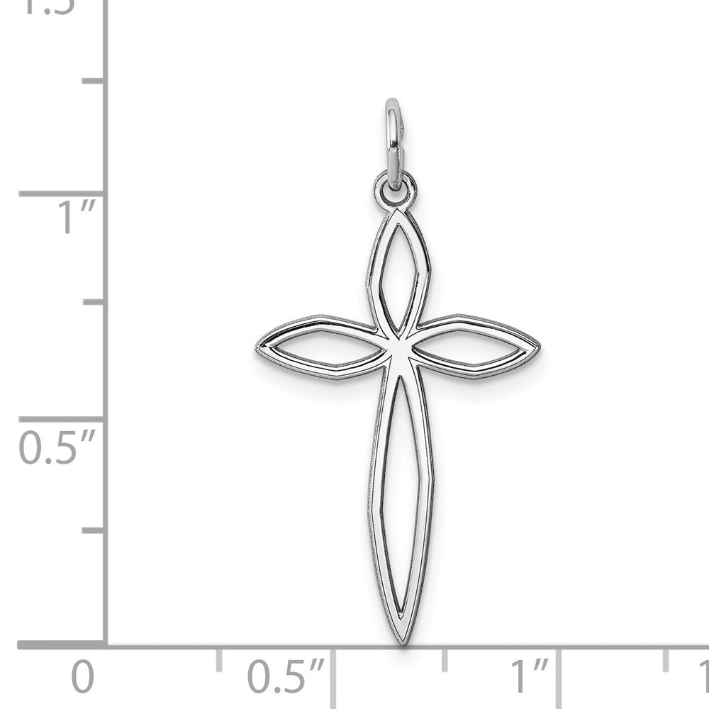Sterling Silver Rhodium-plated Laser Cut Cross Pendant
