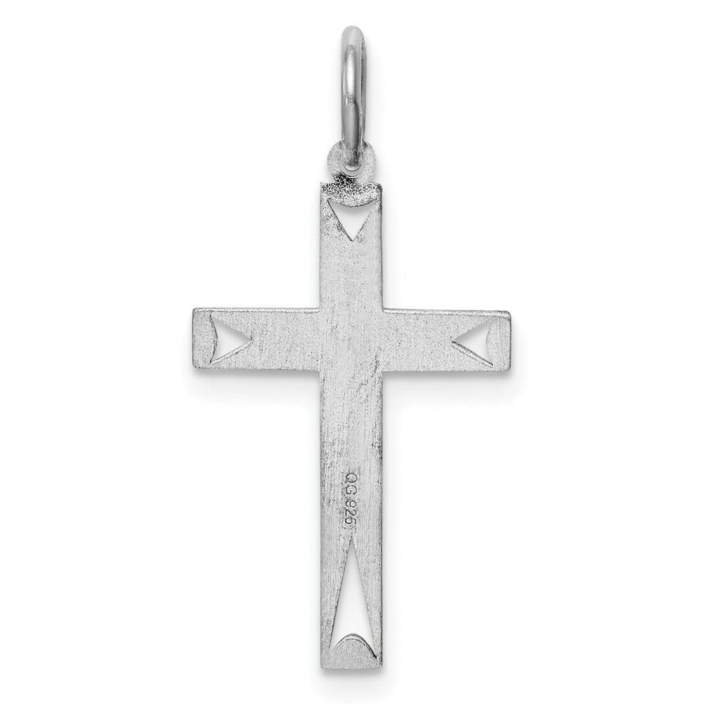 Sterling Silver Rhodium-plated Laser Cut Cross Pendant