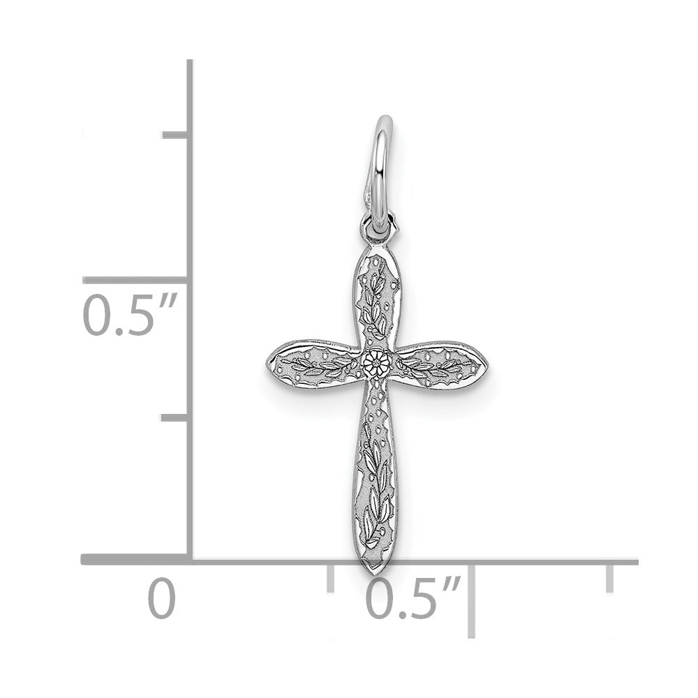 Sterling Silver Rhodium-plated Laser Cut Cross Charm