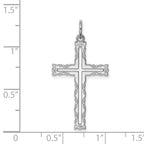 Sterling Silver Rhodium-plated Laser Cut Cross Pendant