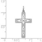 Sterling Silver Rhodium-plated Laser Cut Cross Pendant