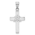 Sterling Silver Rhodium-plated Black Enameled Trilogy Cross Charm
