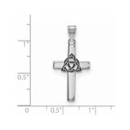 Sterling Silver Rhodium-plated Black Enameled Trilogy Cross Charm