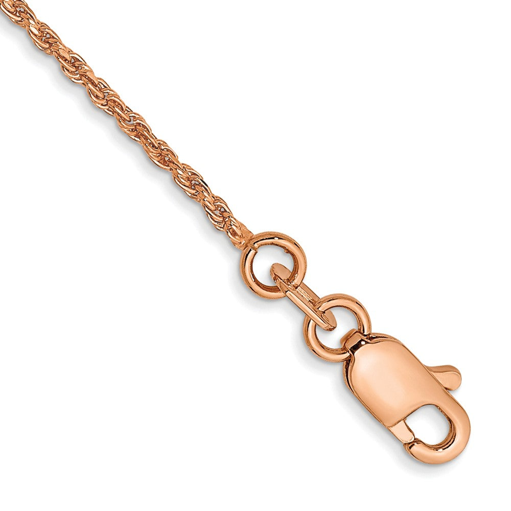14K Rose Gold 1mm Diamond-cut Man Made Rope with Lobster Clasp Chain