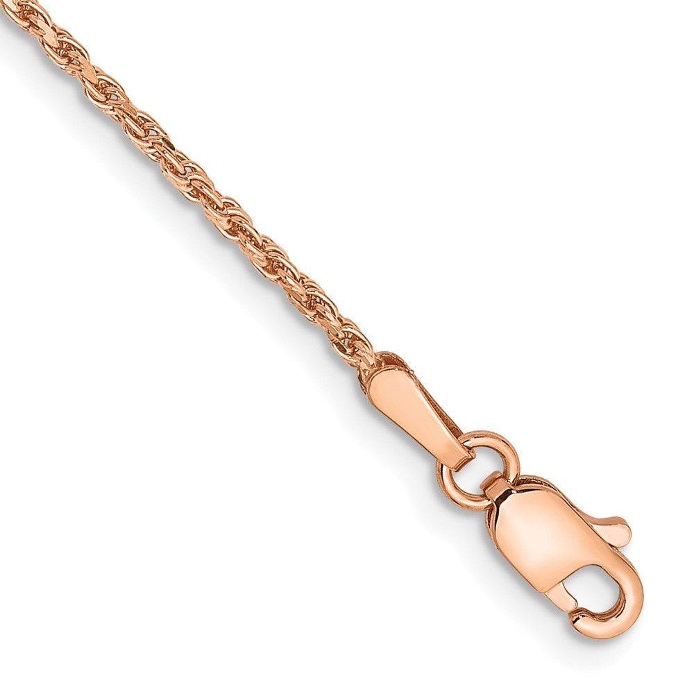 14K Rose Gold 1.5mm Diamond-cut Man Made Rope with Lobster Clasp Chain