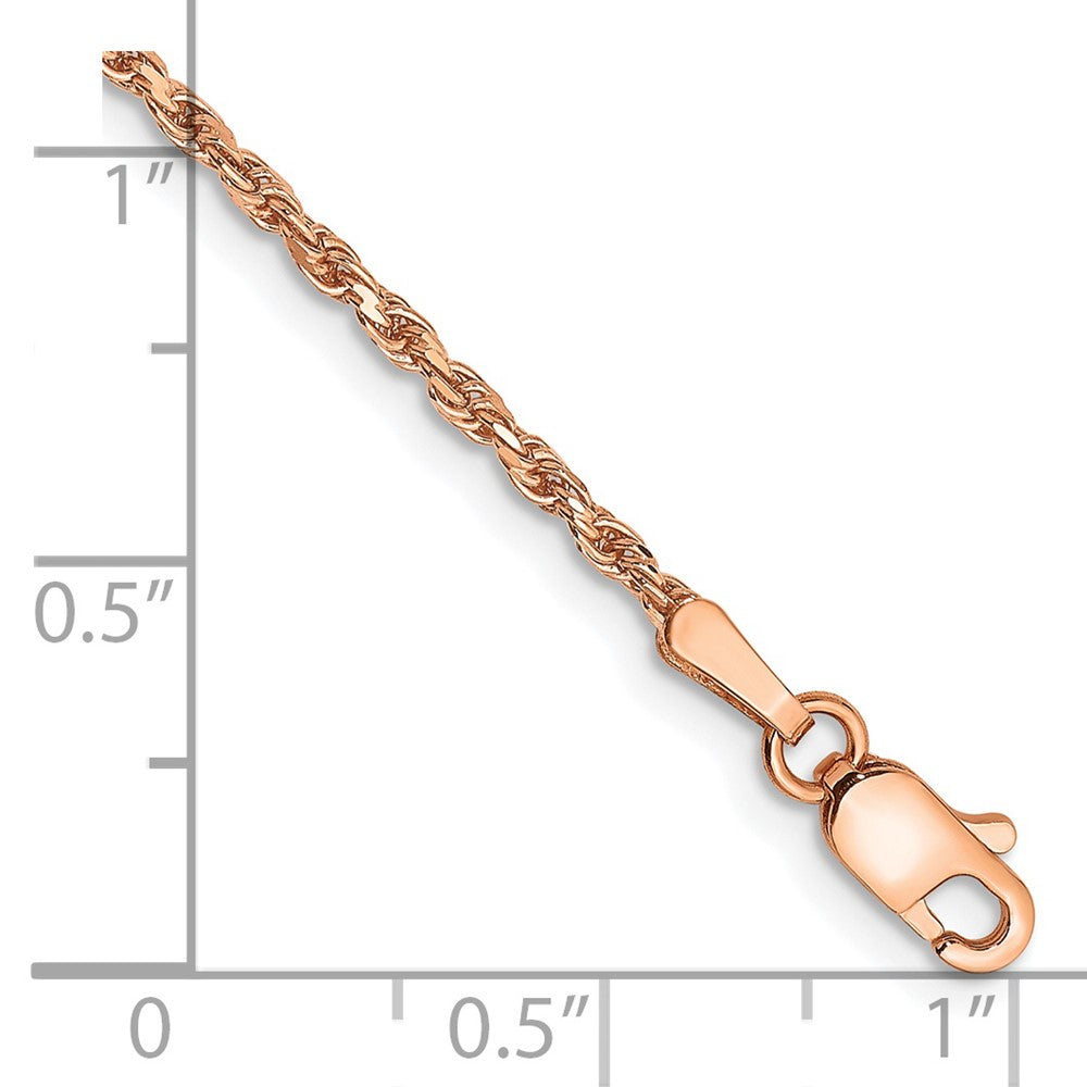 14K Rose Gold 1.8mm Diamond-cut Man Made Rope with Lobster Clasp Chain