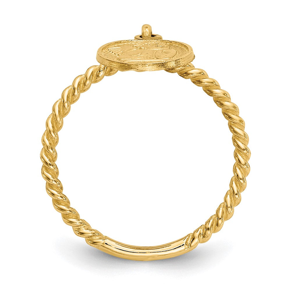 14k Polished Angel Dangle Twisted Band Baby / Childs Ring