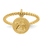 14k Polished Angel Dangle Twisted Band Baby / Childs Ring