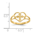 14k Cross in Heart Ring