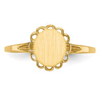 14k 6.5x7.5mm Oval Open Back Scalloped Edge Signet Ring