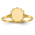 14k 6.5x7.5mm Oval Open Back Scalloped Edge Signet Ring