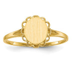 14k 6.5x7.5mm Oval Open Back Scalloped Edge Signet Ring
