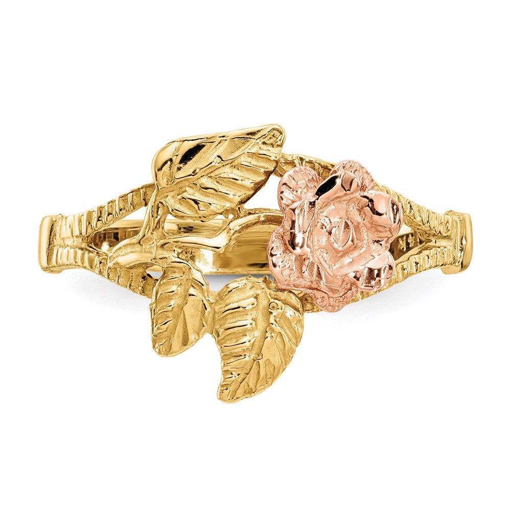 14k Two-tone Diamond-Cut Rose Ring