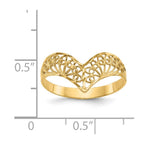 14k Diamond-Cut Filigree V-Shape Ring