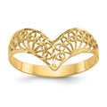 14k Diamond-Cut Filigree V-Shape Ring