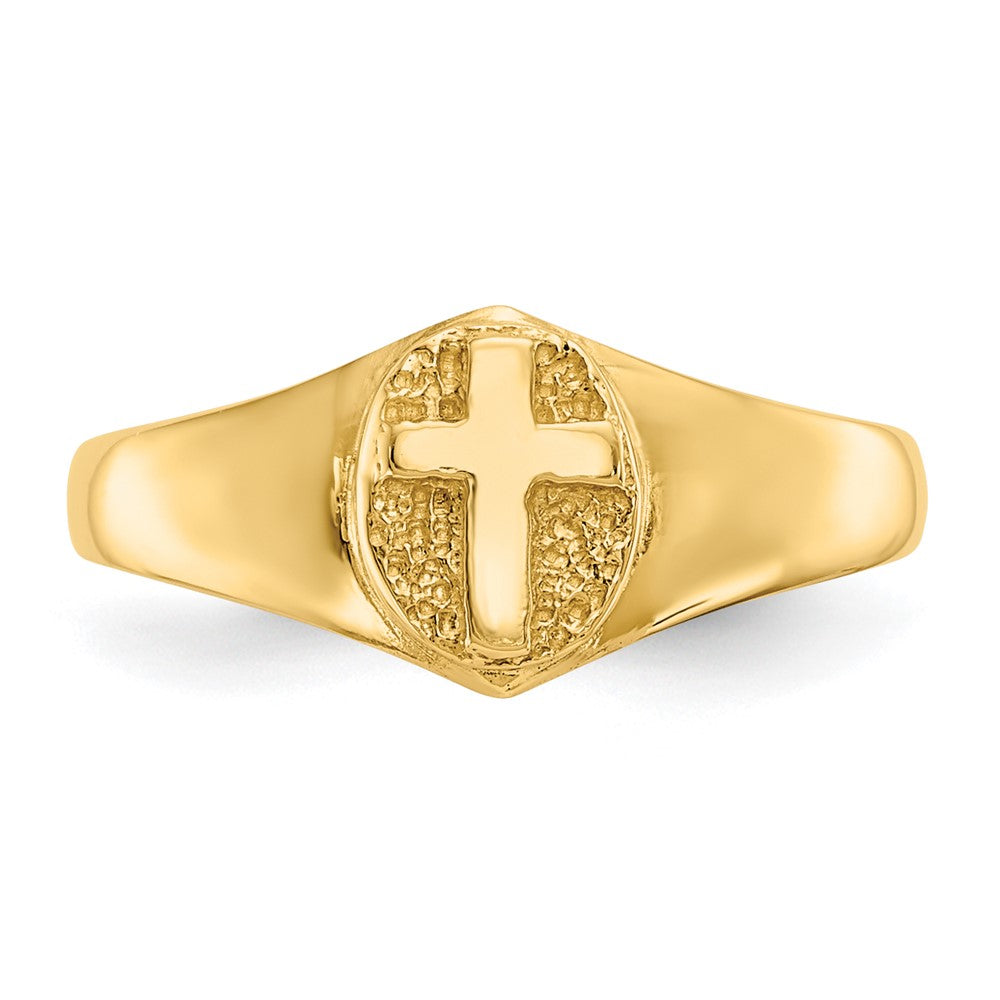 14k Polished Cross Baby / Childs Ring